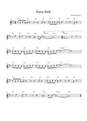 Satin doll の公式楽譜を演奏する by Duke Ellington ボーカル