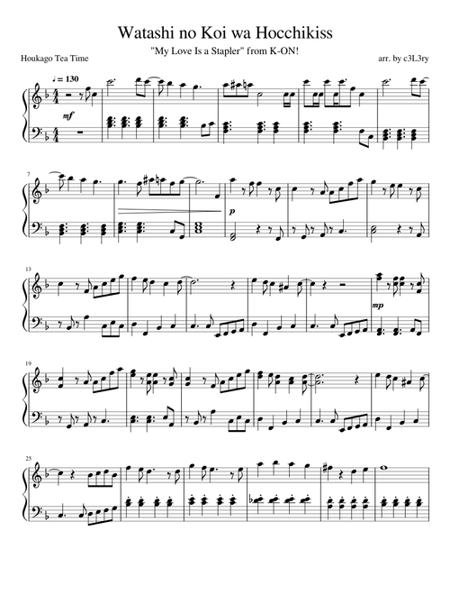 無料の けいおん! の楽譜 | アニメ ハブ | MuseScore.com でPDFの
