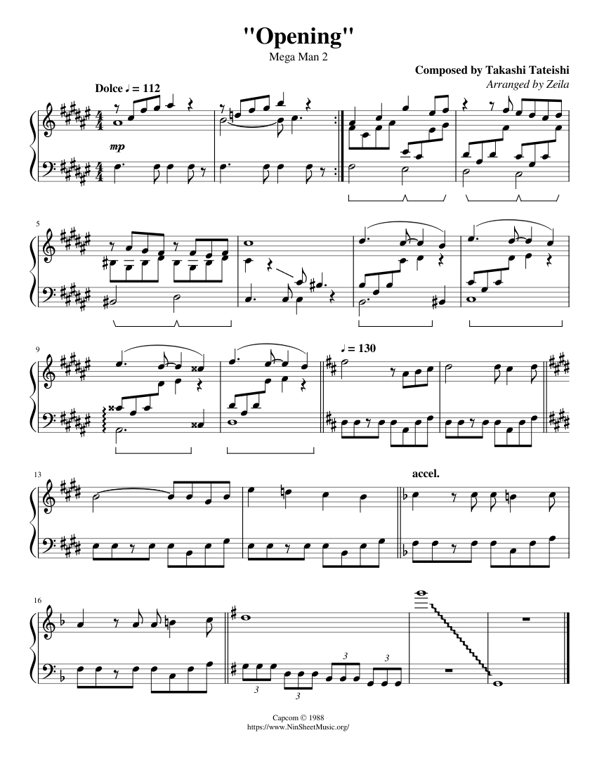 ロックマン2 - オープニング 楽譜 ピアノ (ソロ) easy | MuseScore.com