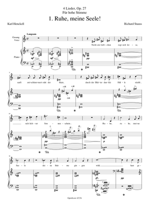Strauss, Richard - 4 Lieder, Op. 27, No.2 - Cäcilie 楽譜 ピアノ 
