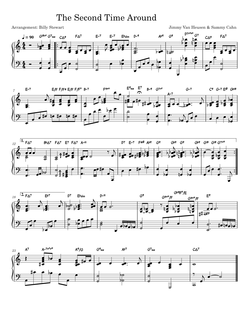 The second time around - re harmonized 楽譜 コード付き ピアノ
