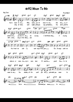 Mean To Me – Roy Turk & Fred E. Ahlert 楽譜 ピアノ, ボーカル