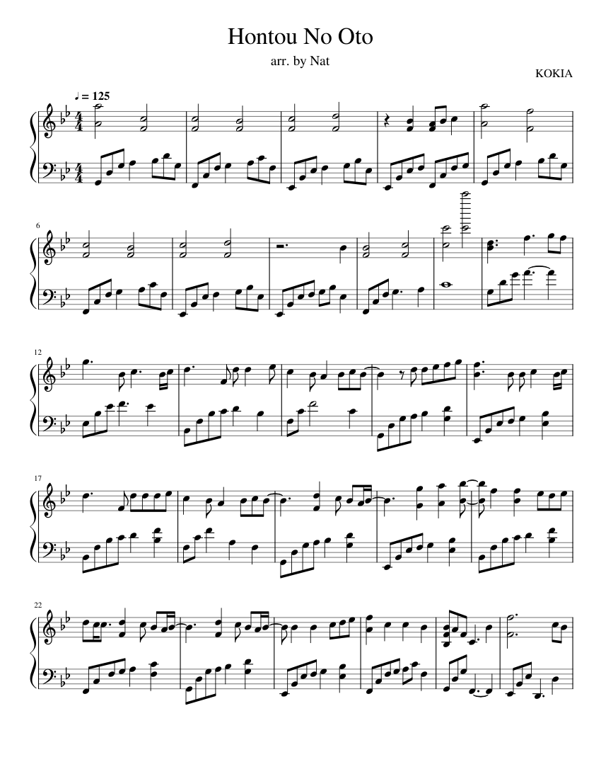 本当の音 楽譜 ピアノ (ソロ) | MuseScore.com