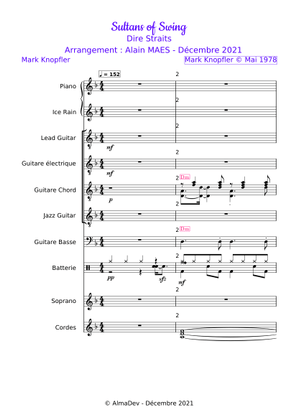 Sultans of swing – Dire Straits 楽譜 コード付き ピアノ, トロン