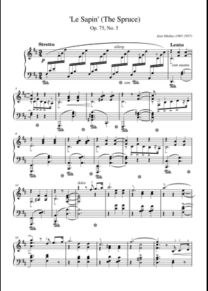サピン, Op.75 第5番 - ジャン・シベリウス 楽譜 ピアノ (ソロ