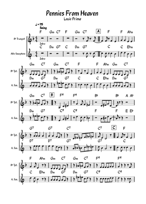 Pennies from Heaven – Louis Prima 楽譜 コード付き アルトサックス