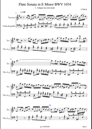 BWV 1034 ホ長調フルートソナタ 楽譜 ハープ (ソロ) | MuseScore.com