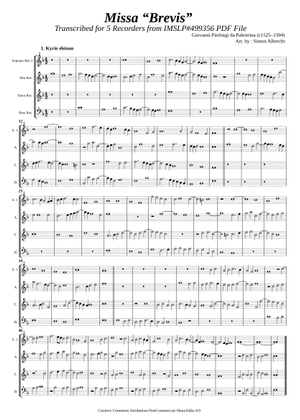 Kyrie da Missa Brevis - Giovanni Pierluigi da Palestrina 楽譜