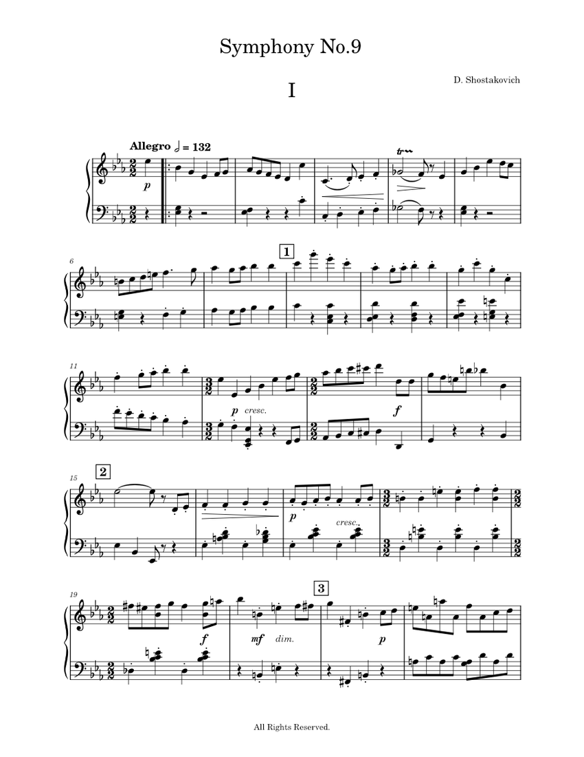WIP Shostakovich Symphony No.9 for piano solo 楽譜 ピアノ (ソロ