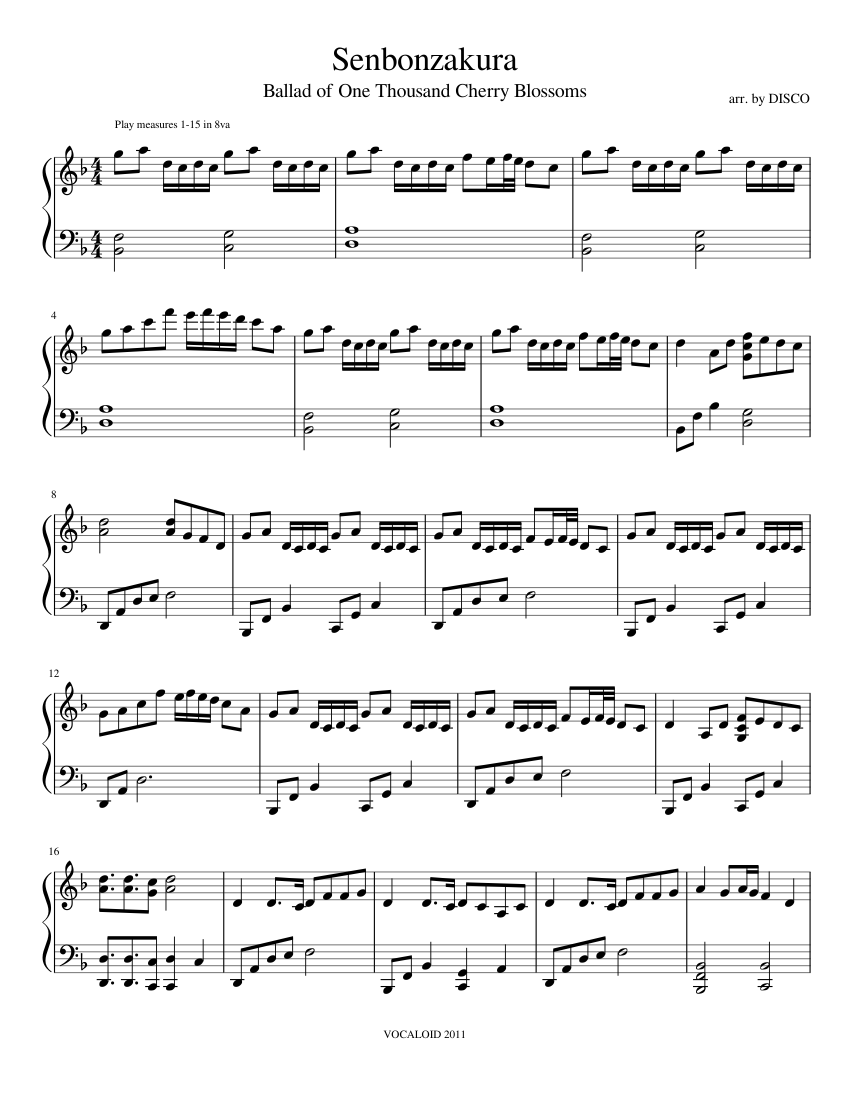 千本桜 楽譜 ピアノ (ソロ) | MuseScore.com