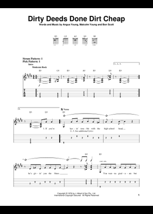 Dirty deeds done dirt cheap の公式楽譜を演奏する by AC/DC ギター