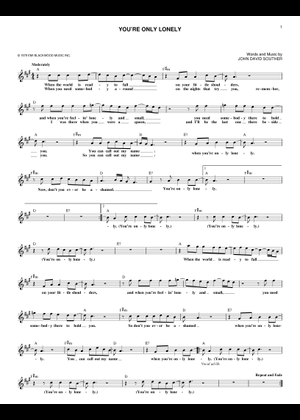 You're Only Lonely の公式楽譜を演奏する by James Taylor with J.D. Souther ピアノ