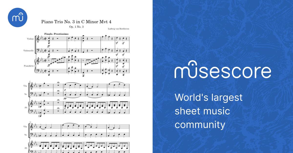ベートーヴェン：ピアノ三重奏曲第3番ハ短調 作品1の3 第4楽章 楽譜