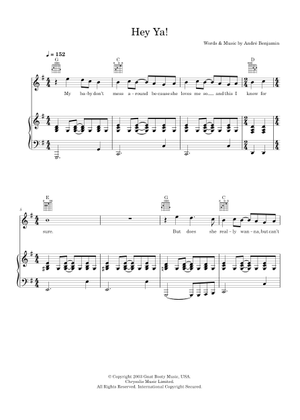 アウトキャスト - ヘイ・ヤ 楽譜 ピアノ (ソロ) | MuseScore.com
