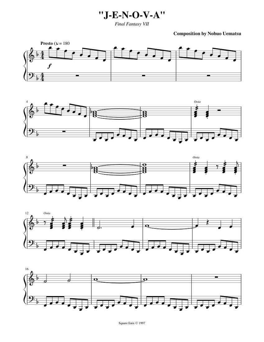 【FD付】 ファイナルファンタジー7 VII エレクトーン 楽譜 FF7 ピアノ ジェノバ FF7 楽譜 ピアノ (ソロ) easy | MuseScore.com