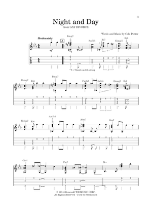 ナイト・アンド・デイ 楽譜 コード付き ギター (ソロ) | MuseScore.com