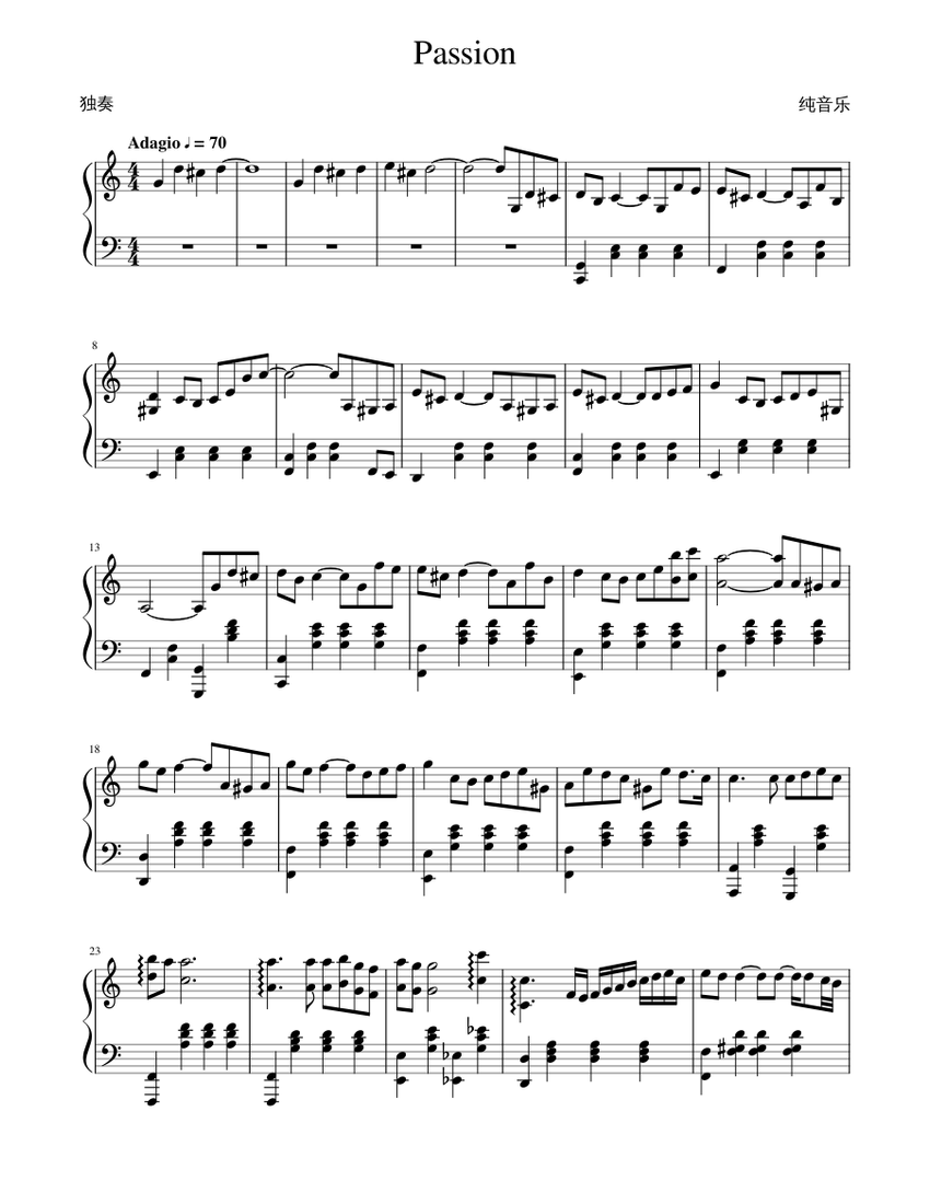 情熱 楽譜 ピアノ (ソロ) | MuseScore.com
