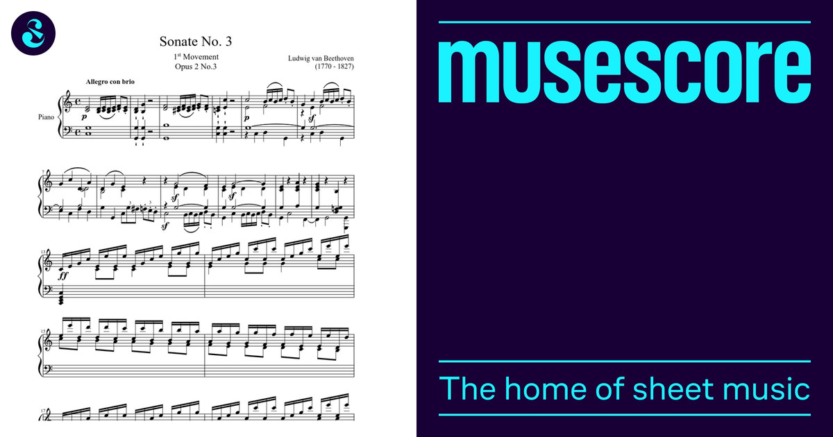 ソナタ第3番、第1楽章 楽譜 ピアノ (ソロ) | MuseScore.com