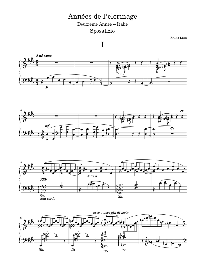 巡礼の年 II — イタリア、S.161 楽譜 ピアノ (ソロ) easy | MuseScore.com