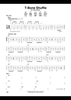 T-bone shuffle の公式楽譜を演奏する by T-Bone Walker ギター