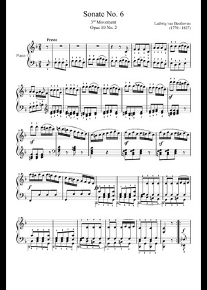 ピアノソナタ第6番 Op.10 No.2 (L.v.ベートーヴェン) 楽譜 ピアノ