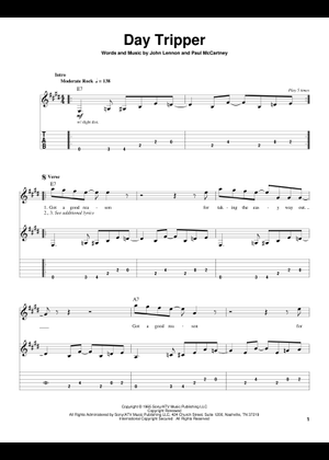 DAY TRIPPER CHITARRA 楽譜 タブ譜あり ギター (ソロ) | MuseScore.com
