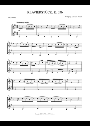 Klavierstück in F KV. 33b – Wolfgang Amadeus Mozart 楽譜 ピアノ