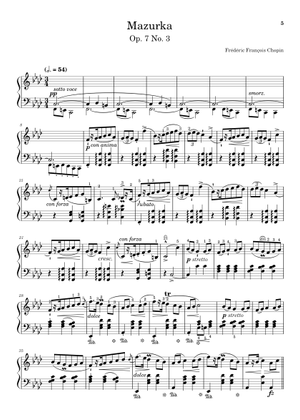 マズルカ 作品7 第1番 変ロ長調 楽譜 ピアノ (ソロ) | MuseScore.com