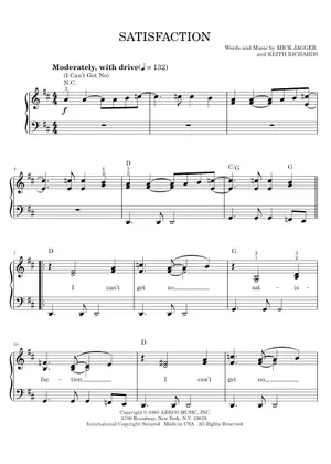 I Can't Get No) Satisfaction の公式楽譜を演奏する by The Rolling I Can't Get No) Satisfaction の公式楽譜を演奏する by The Rolling
