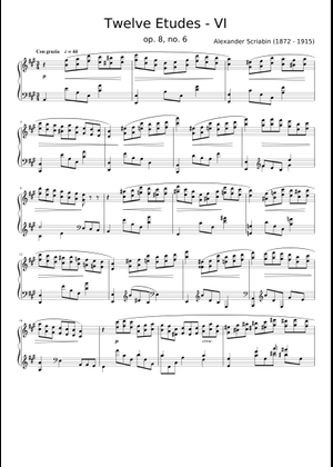 スクリャービン：12の練習曲 Op.8 - 第3番 ロ短調 楽譜 ピアノ (ソロ