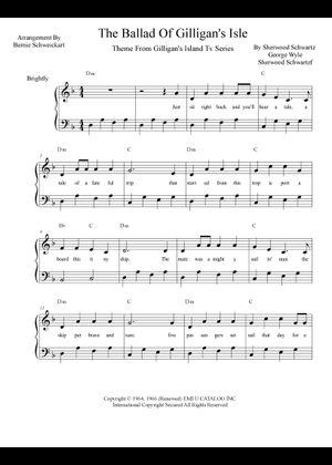The BALLAD OF GILLIGAN'S ISLE - Sherwood Schwartz 楽譜 ピアノ (ソロ) easy ...
