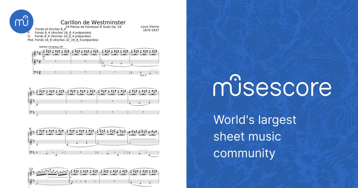 Carillon de Westminster, Op.54 No.6 - Louis Vierne 楽譜 コード付き 