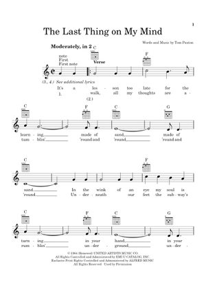 The last thing on my mind の公式楽譜を演奏する by Tom Paxton ギター | MuseScore.com
