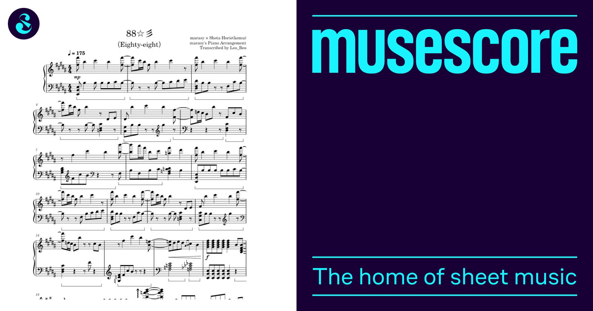 88☆彡 - プロジェクトセカイ 楽譜 ピアノ (ソロ) | MuseScore.com