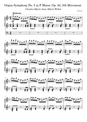 Widor - Organ Symphony No. 5 in F Minor, Op. 42, 5th Movement 楽譜