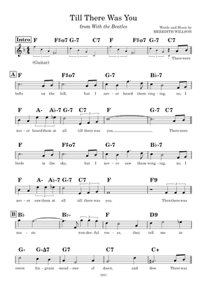 Till there was you の公式楽譜を演奏する by The Beatles ピアノ