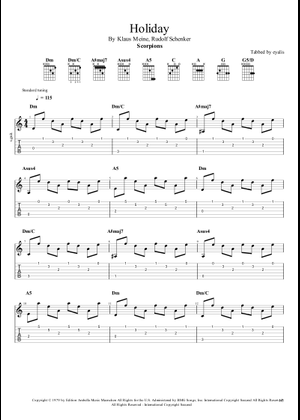 ホリデー の公式楽譜を演奏する スコーピオンズ ギター | MuseScore.com