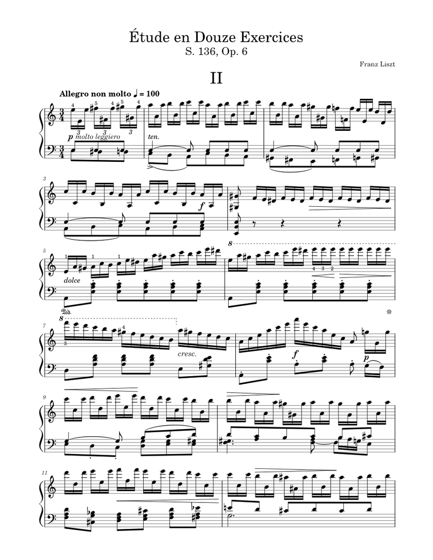 12の練習曲より 第2番 楽譜 ピアノ (ソロ) | MuseScore.com