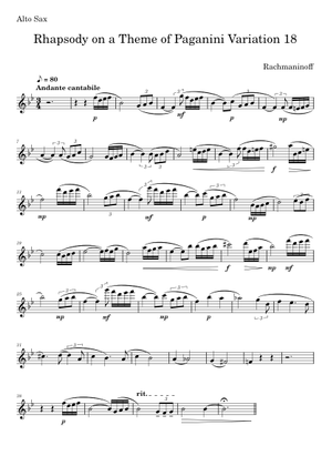 Rachmaninoff Rhapsody on a theme of Paganini Variation 18 (lower