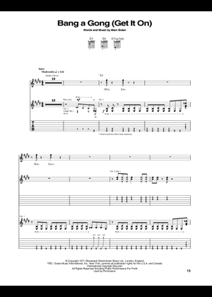 Bang A Gong (Get It On) の公式楽譜を演奏する by T. Rex, The Power