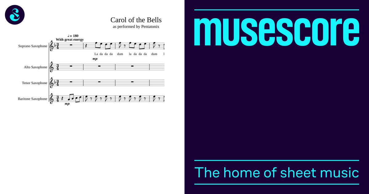 Carol of the Bells Sax Quartet Sheet Music for Saxophone alto ...