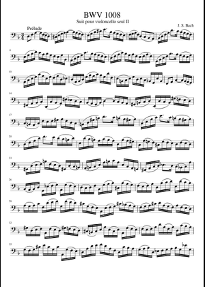 J.S.バッハ - チェロ組曲第2番 BWV 1008 - 1. プレリュード 楽譜