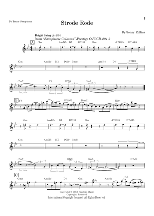 Strode Rode の公式楽譜を演奏する by Sonny Rollins テナーサックス | MuseScore.com