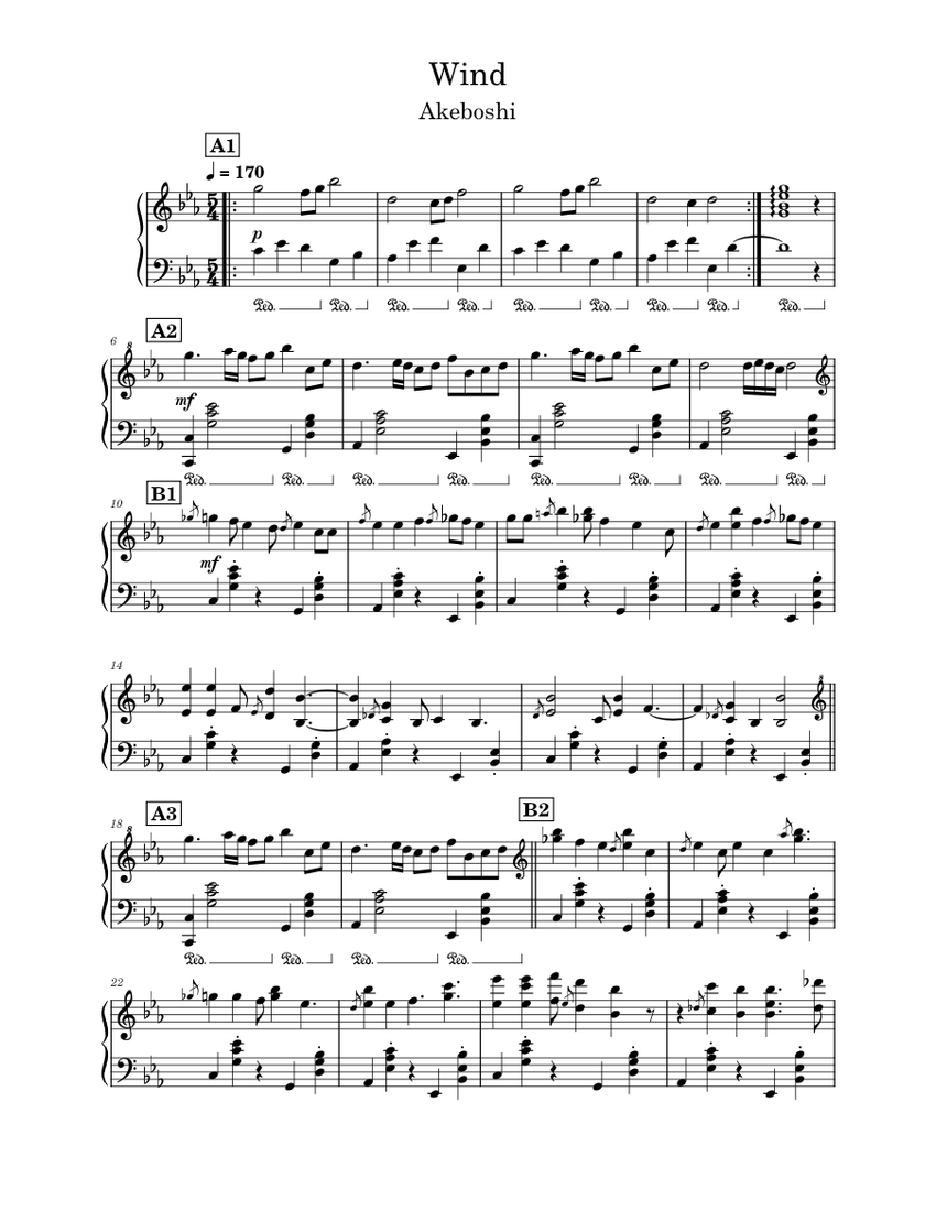 Wind 楽譜 ピアノ (ソロ) | MuseScore.com