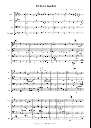 ワーグナー タンホイザー 大行進曲 楽譜 ビオラ (混合カルテット