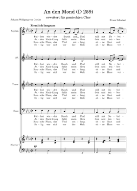 無料の月に寄せる, D.259 フランツ・シューベルト の楽譜 | MuseScore