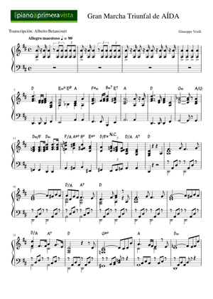 凱旋行進曲 楽譜 コード付き ピアノ (ピアノデュオ) | MuseScore.com