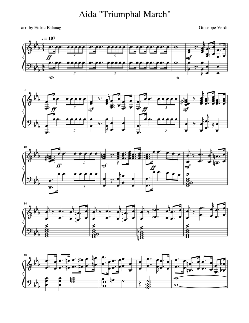 アイーダ 凱旋行進曲 楽譜 ピアノ (ソロ) | MuseScore.com
