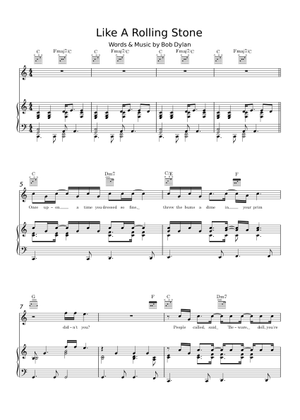 Like a rolling stone の公式楽譜を演奏する by Bob Dylan ギター