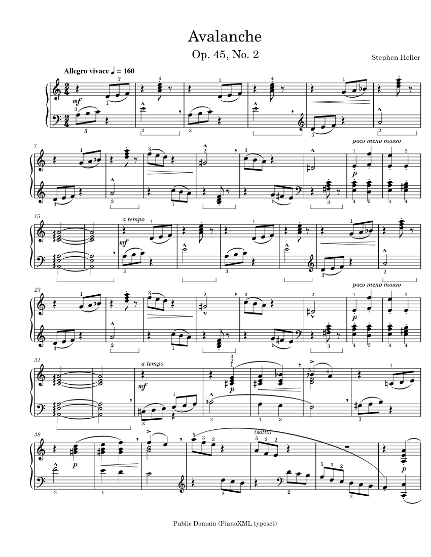 25の旋律的練習曲, Op. 45; No. 2 (雪崩) スティーブン・ヘラー作曲